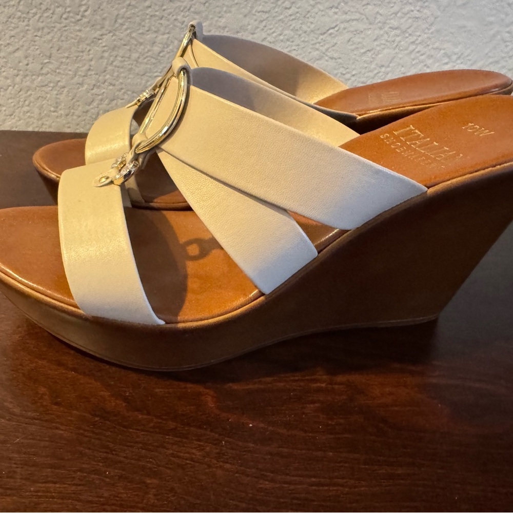 Cream Women's Wedge Sandals - Picture 4 of 7